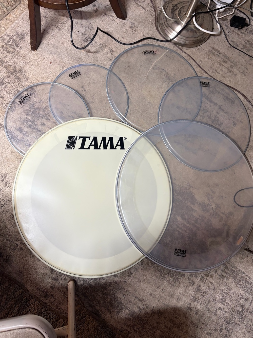 TAMA Drum Head Lot of 7 Assorted Sizes Clear & Coated